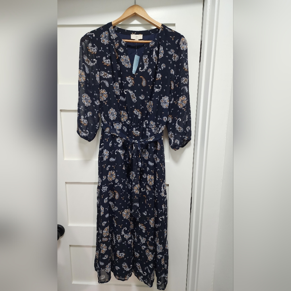 Loft Fall Dress - Navy Medium Petite